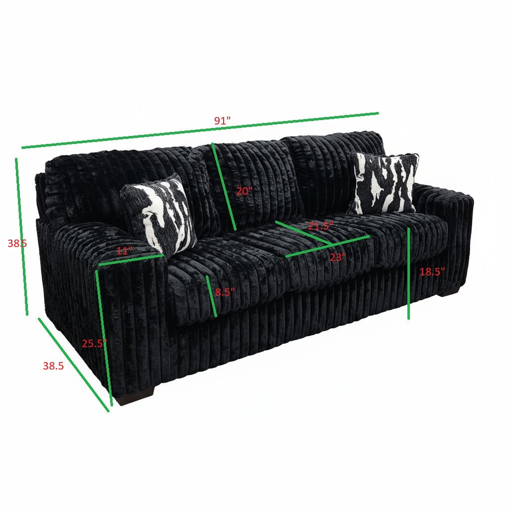 S319 Sofa and Loveseat (Black)