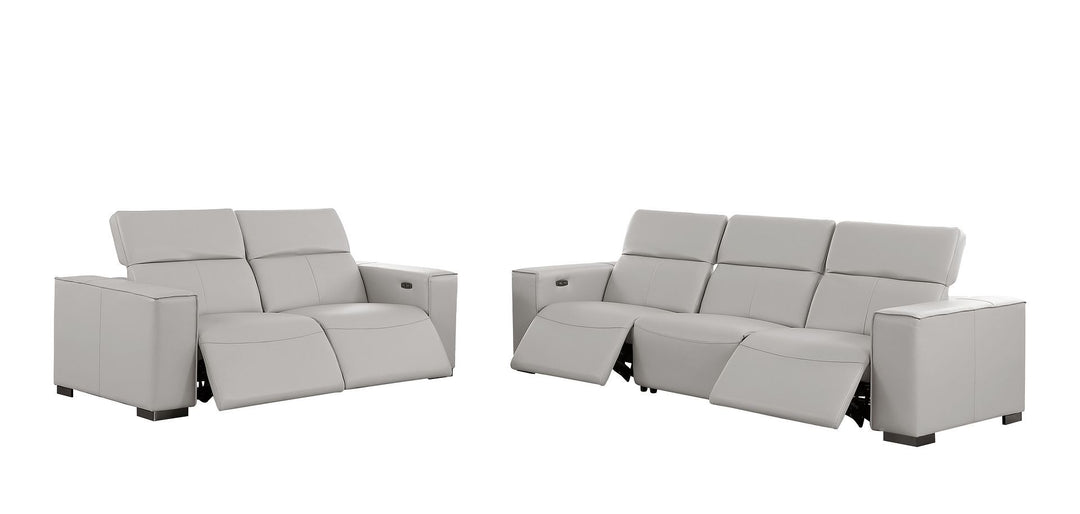 1208 - Leather Reclining Set (Sofa &amp; Loveseat With 4 Power Recliner)