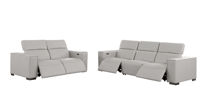 1208 - Leather Reclining Set (Sofa &amp; Loveseat With 4 Power Recliner)