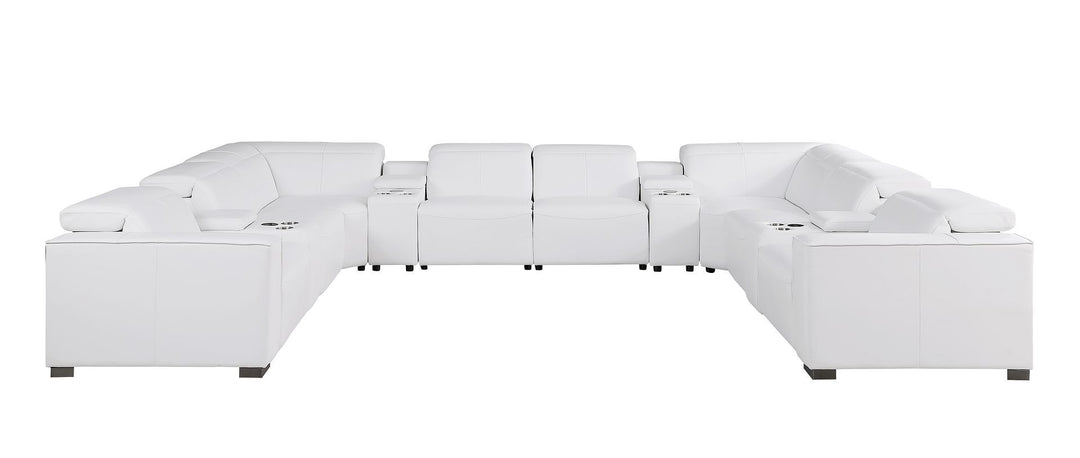 1208 - 12 Piece U Shaped Leather Sectional With 4 Power Recliners &amp; Power Headrest