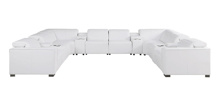 1208 - 12 Piece U Shaped Leather Sectional With 4 Power Recliners &amp; Power Headrest