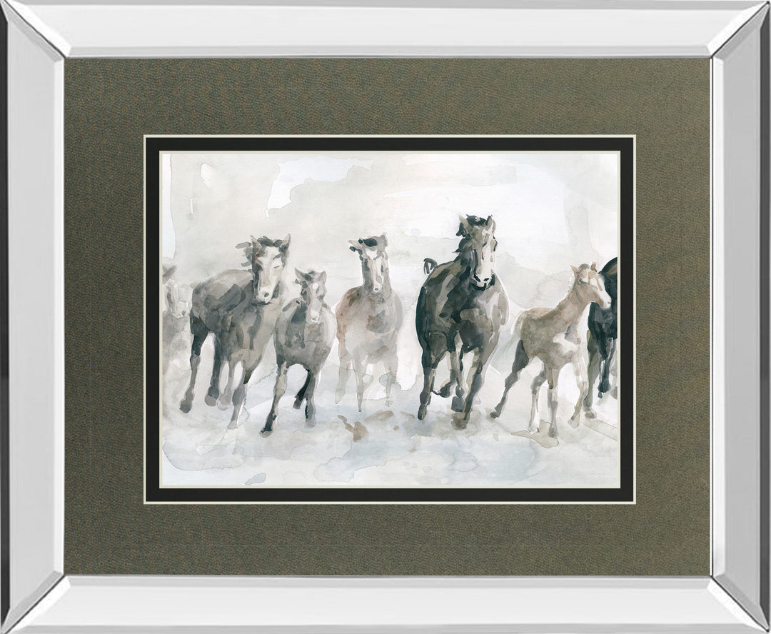 Running Wild By Carol Robinson - Mirror Framed Watercolor Print Wall Art - White