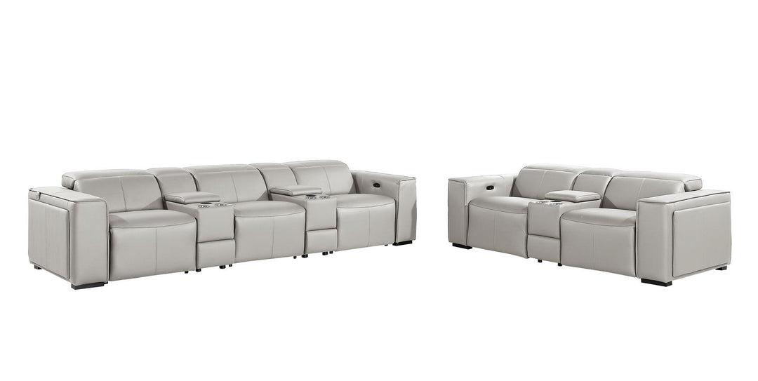 1224 - 8-Piece Modular Power Reclining Sofa &amp; Loveseat Set In With 5 Power Recliners &amp; Power Headrests