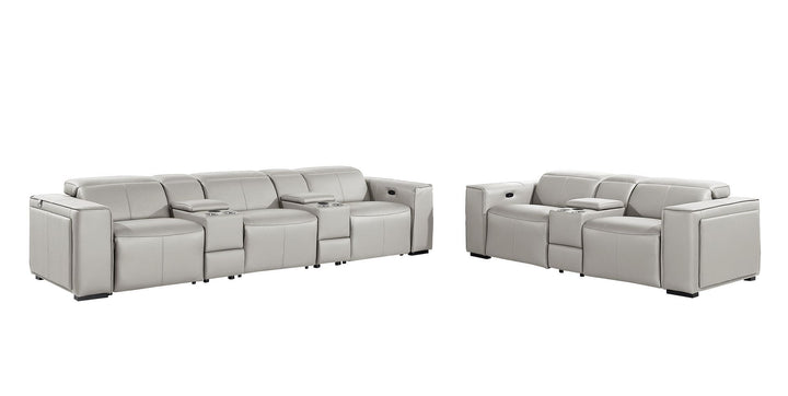1224 - 8-Piece Modular Power Reclining Sofa &amp; Loveseat Set In With 5 Power Recliners &amp; Power Headrests