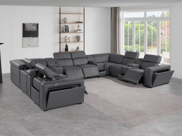 1224 - 12-Piece U-Shaped Sectional Sofa In With 4 Power Recliners &amp; Power Headrests