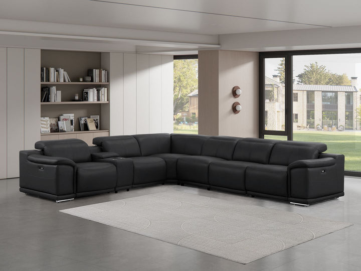 2679 - 7-Piece L-Shaped Power Reclining Sectional In Genuine Leather (3 Recliners)