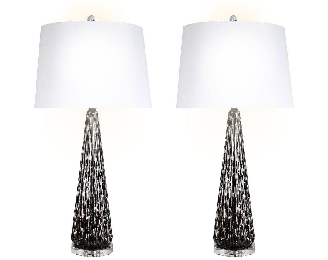 "Eclipse Radiance" Art Glass Table Lamp (Set of 2) - Black Art Glass