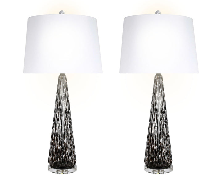 "Eclipse Radiance" Art Glass Table Lamp (Set of 2) - Black Art Glass