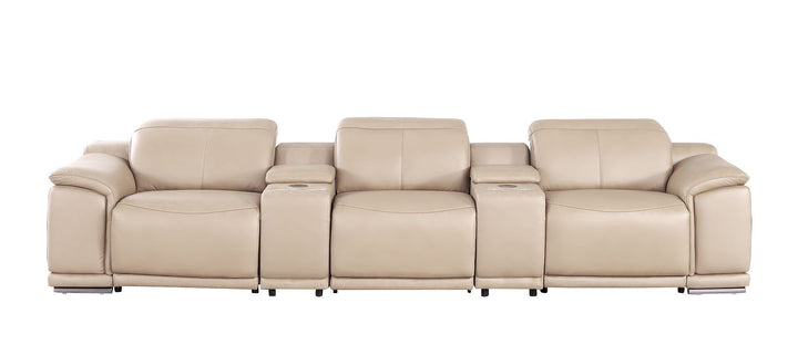 2679 - Genuine Leather Sofa With 3 Power Recliners &amp; Dual Storage Consoles