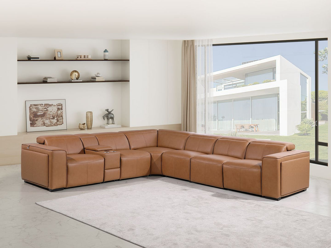 1224 - 7-Piece L-Shaped Sectional Sofa In With 4 Power Recliners & Power Headrests