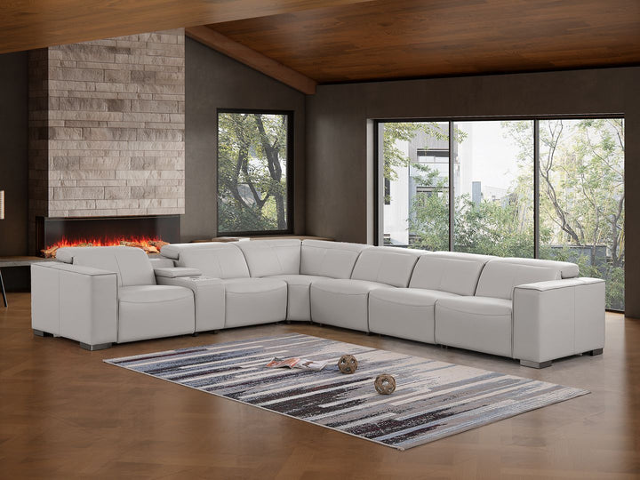 1208 - 7 Piece L-Shaped Leather Reclining Sectional With 4 Power Recliners