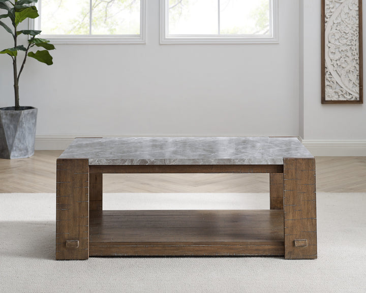 Libby - Sintered Stone Coffee Table With Casters - Brown