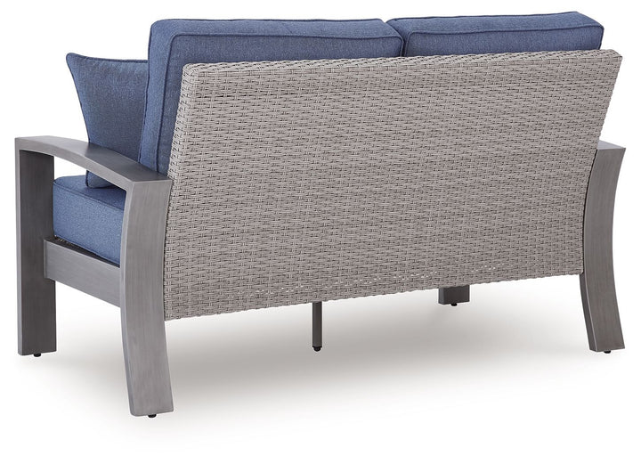 Half Moon Beach - Loveseat With Cushion - Blue / Gray