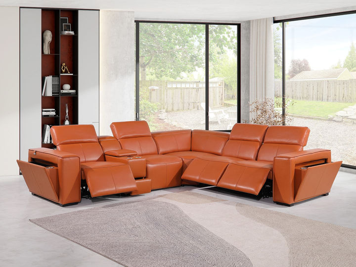 1224 - 6-Piece L-Shaped Sectional Sofa In With 3 Power Recliners &amp; Power Headrests