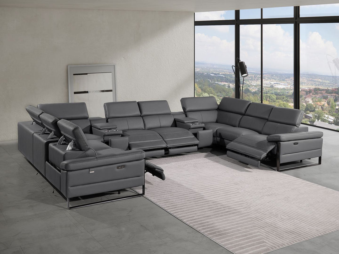 1246 - 10-Piece U-Shaped Modular Power Reclining Sectional With 4 Power Recliners And Power Headrests