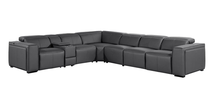 1224 - 7-Piece L-Shaped Sectional Sofa In With 4 Power Recliners &amp; Power Headrests