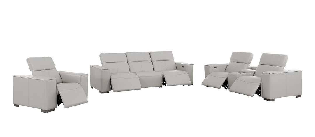 1208 - Modular Leather Set With 5 Power Recliners &amp; Power Headrests