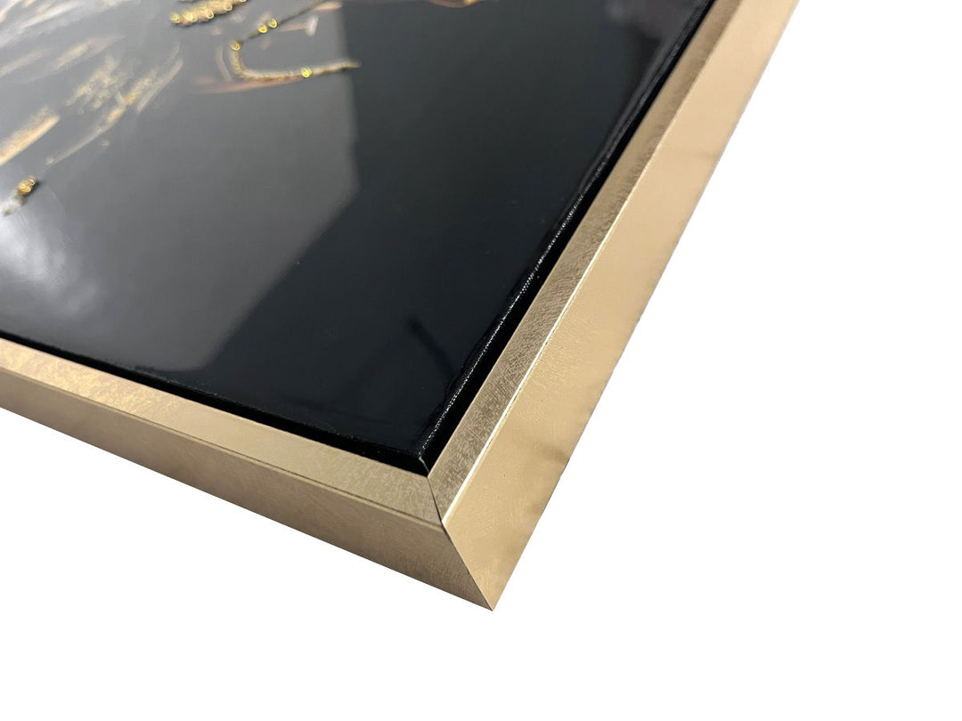 Crowned Noir II Gloss Canvas With Glitter In Frame - Black / Gold