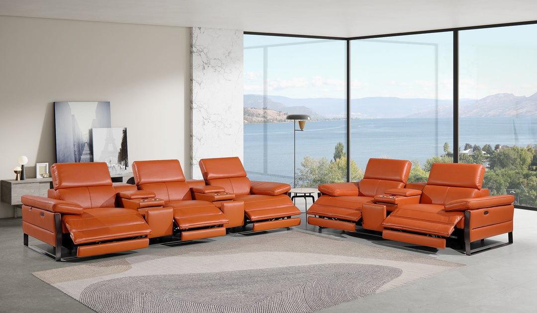 1246 - Modular Power Reclining Dual Console Sofa And Console Loveseat Set With Power Headrests