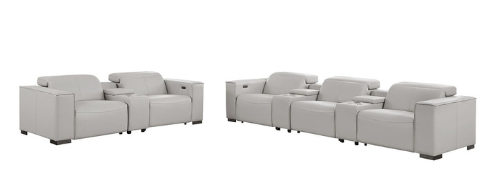 1208 - Modular Leather Sofa Loveseat With 6 Recliners And Power Headrests