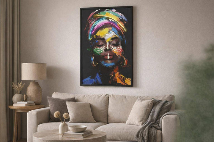 Chromatic Muse Hand-Embellished LED Canvas In Frame - Black / Multicolor