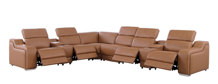 1116 - 8-Piece L-Shaped Sectional Sofa In With 4 Power Recliners &amp; Power Headrests