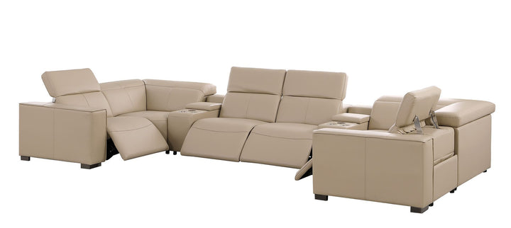 1208 - 8 Piece U Shaped Leather Sectional With 4 Power Recliners &amp; Power Headrests