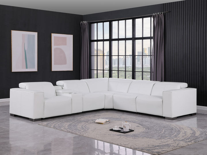 1208 - 6-Piece L-Shaped Leather Reclining Sectional With 3 Power Recliners