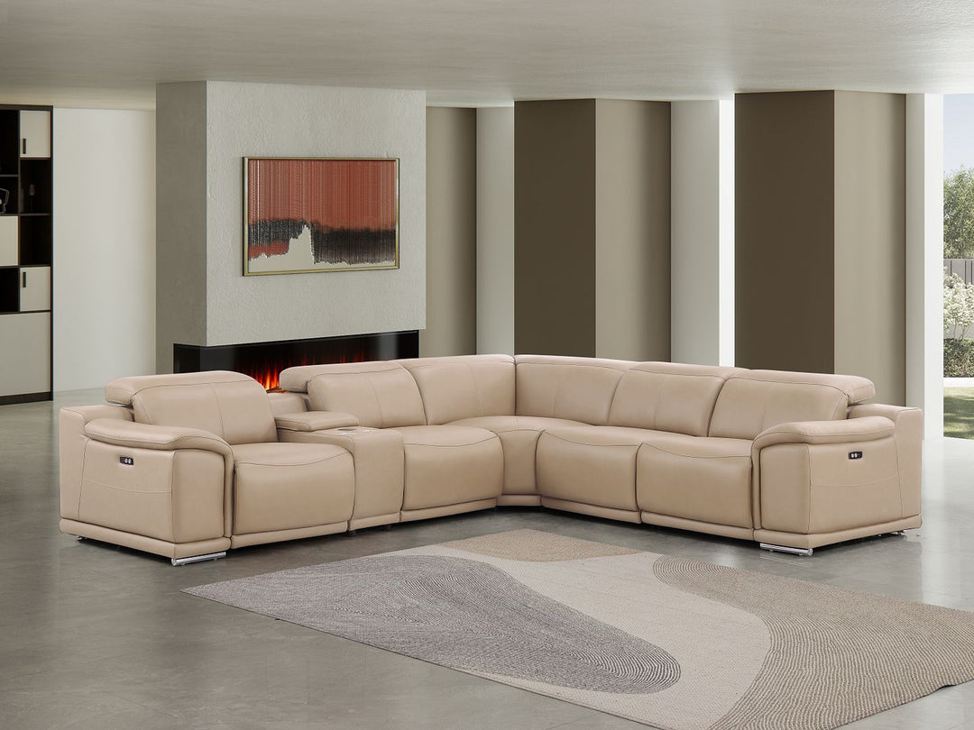 2679 - 6-Piece L-Shaped Power Reclining Sectional In Genuine Leather (3 Recliners)