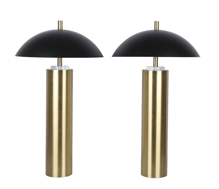 Aurora Column On/Off Touch, USB Charging, Metal &amp; Crystal Table Lamp (Set of 2) - Soft Gold / Matte Black