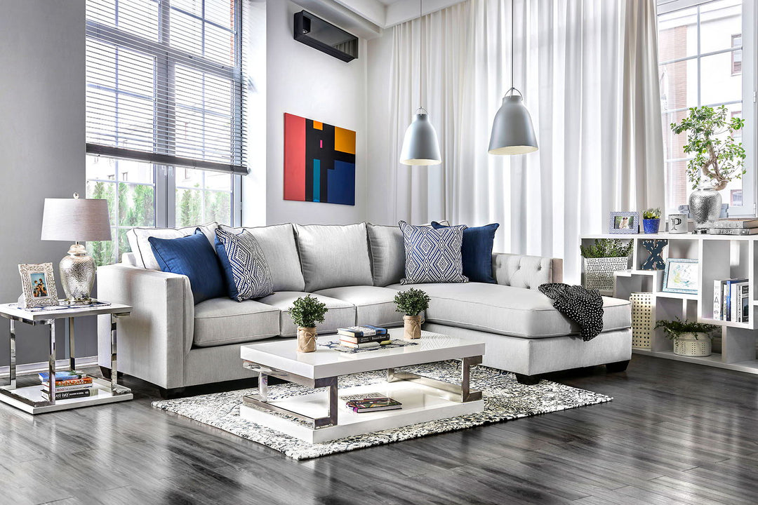 Ornella - Sectional - Light Gray / Blue