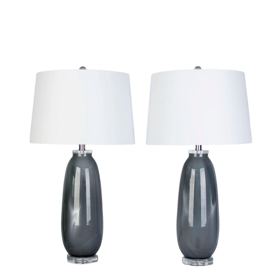 Crystal Breeze Art Glass &amp; Crystal Table Lamp (Set of 2) - Gray Cloud / Clear Crystal