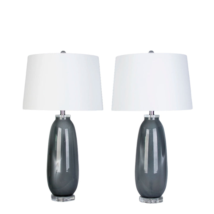 Crystal Breeze Art Glass &amp; Crystal Table Lamp (Set of 2) - Gray Cloud / Clear Crystal