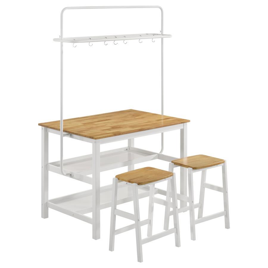 Edgeworth - 3 Piece Kitchen Island Counter Height Table Set - White