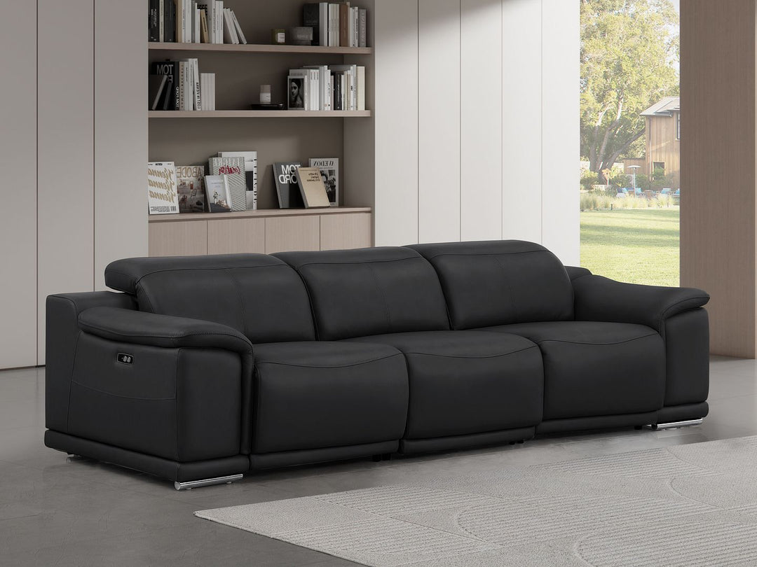 2679 - Genuine Leather Sofa With 3 Power Recliners