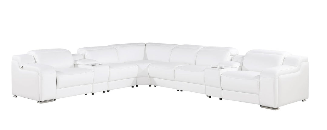 1116 - 8-Piece L-Shaped Sectional Sofa In With 3 Power Recliners &amp; Power Headrests