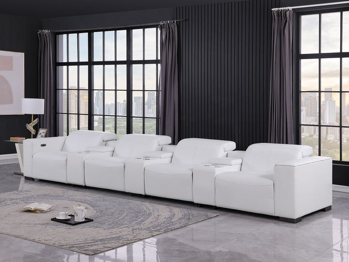 1208 - 7 Piece Leather Sofa With 4 Power Recliners And Power Headrests