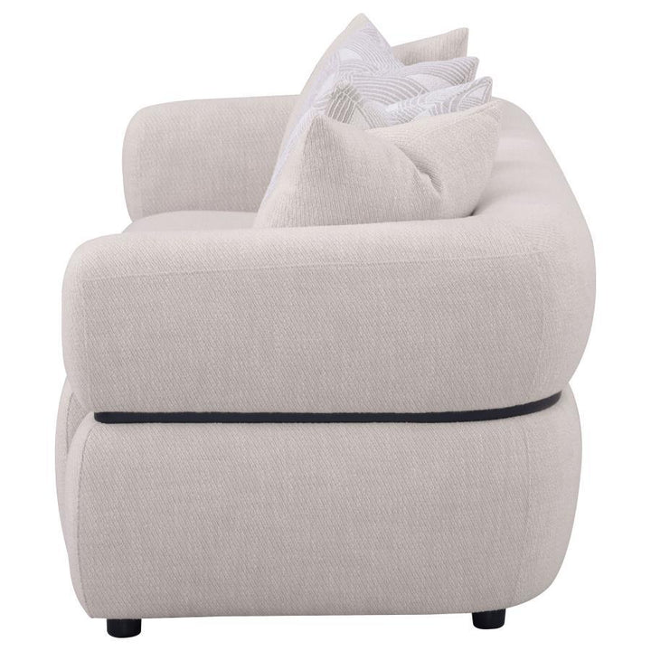 Jeanette - 84" Fabric Upholstered Round Arm Sofa - Beige