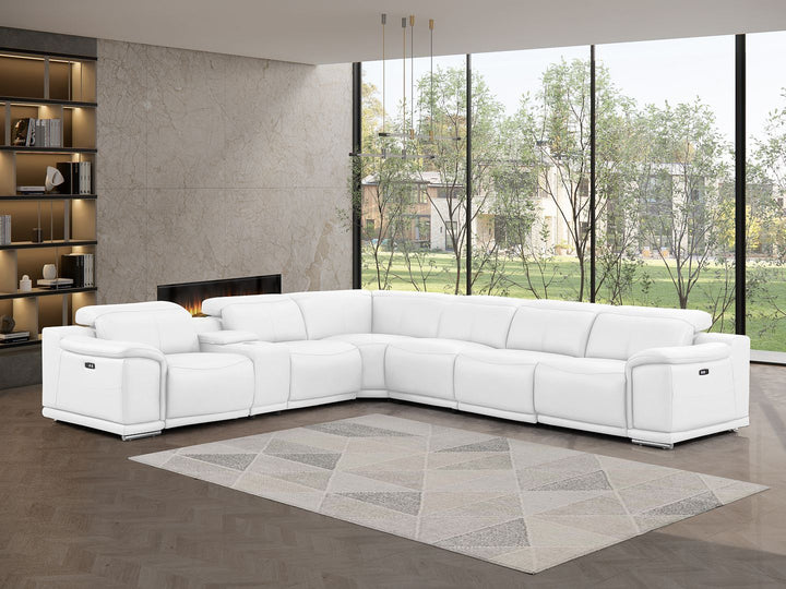 2679 - 7-Piece L-Shaped Power Reclining Sectional In Genuine Leather (3 Recliners)