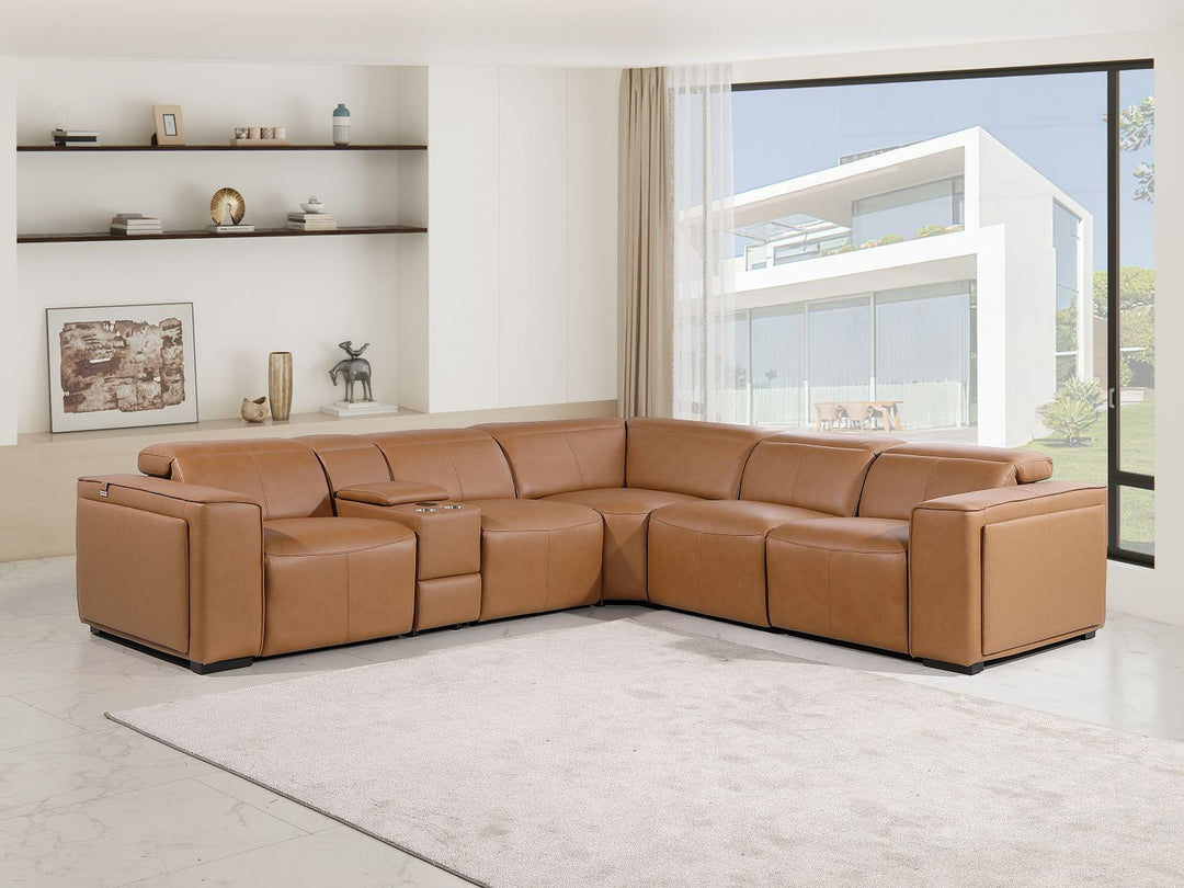 1224 - 6-Piece L-Shaped Sectional Sofa In With 3 Power Recliners & Power Headrests