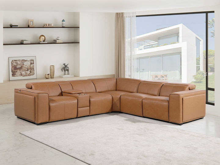 1224 - 6-Piece L-Shaped Sectional Sofa In With 3 Power Recliners & Power Headrests