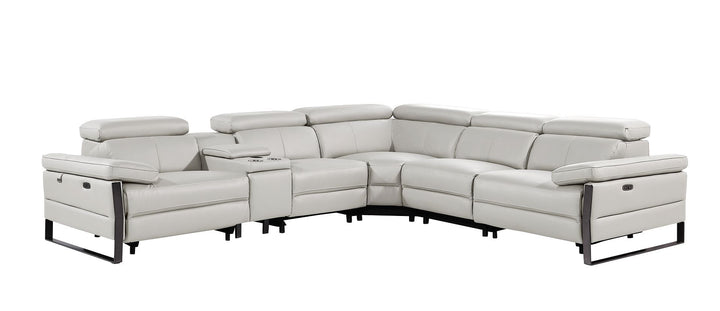 1246 - 6-Piece L-Shaped Modular Power Reclining Sectional With 3 Power Recliners And Power Headrests
