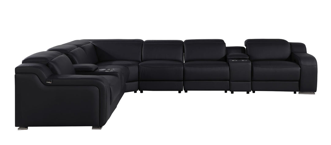 1116 - 8-Piece L-Shaped Sectional Sofa In With 4 Power Recliners &amp; Power Headrests