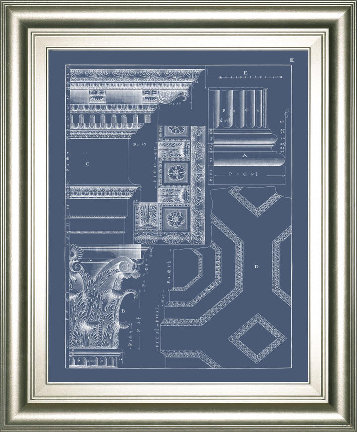22x26 Column &amp; Cornice Blueprint IV By Vision Studio - Blue
