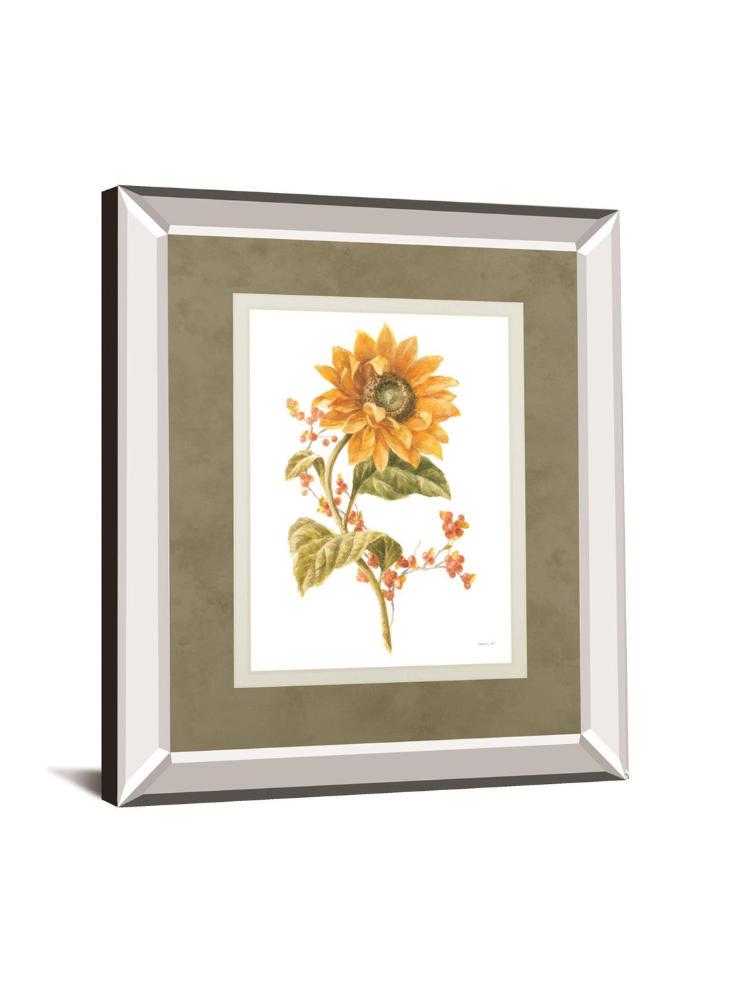 Floursack Autumn I On White By Danhui Nai Mirrored Frame - Yellow