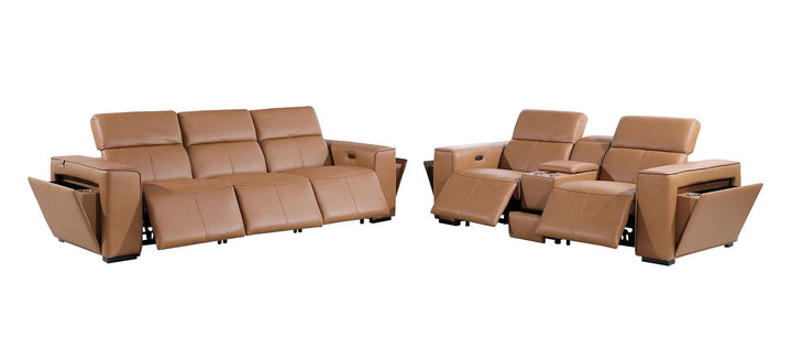 1224 - 6-Piece Modular Power Reclining Sofa And Console Loveseat Set In With 5 Power Recliners &amp; Power Headrests