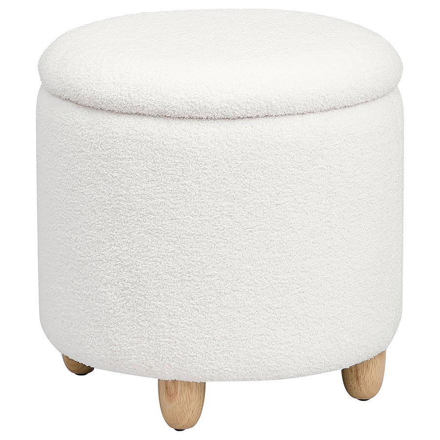 Valia - Faux Sheepskin Upholstered Round Storage Ottoman