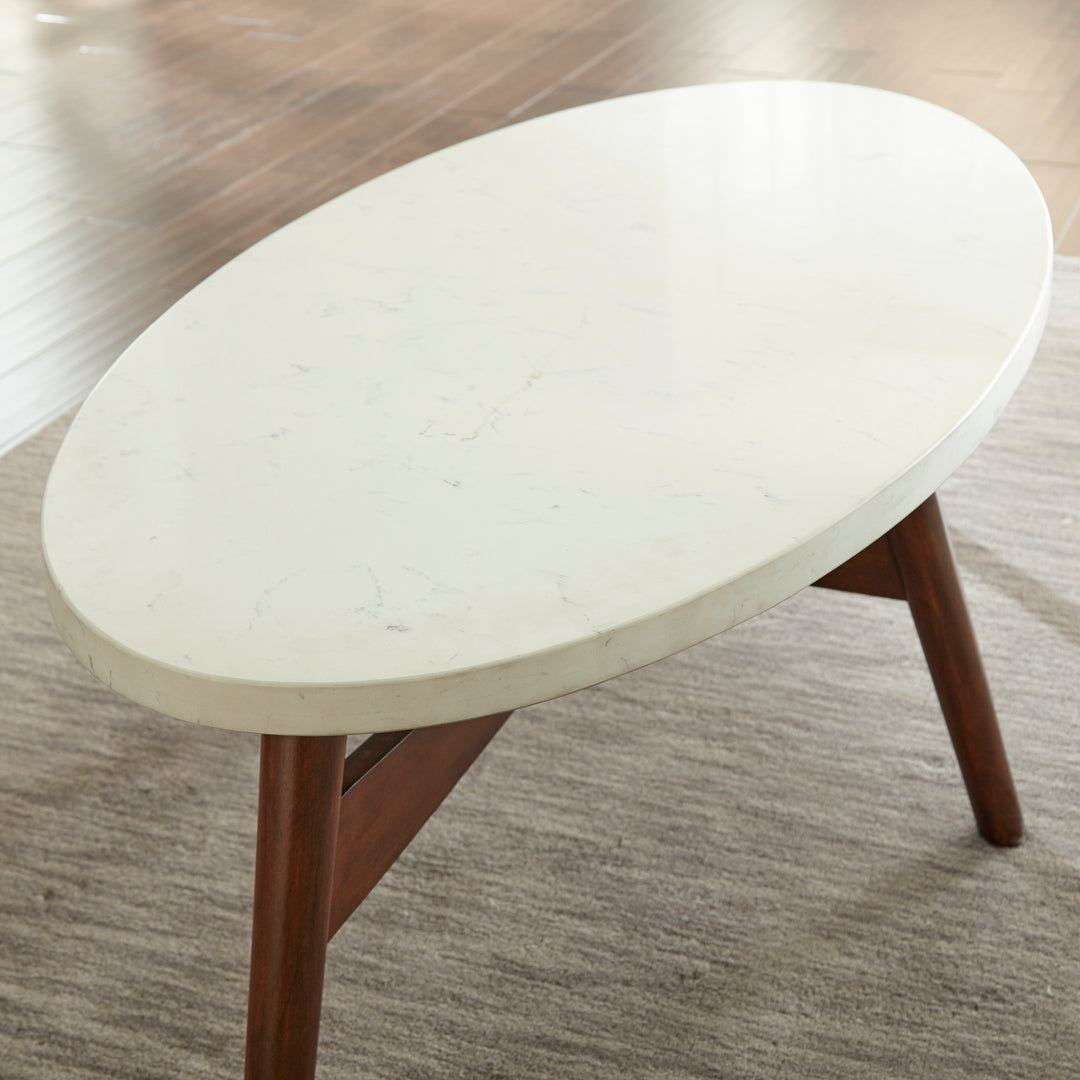 Serena - Silverstone Round End Table - White