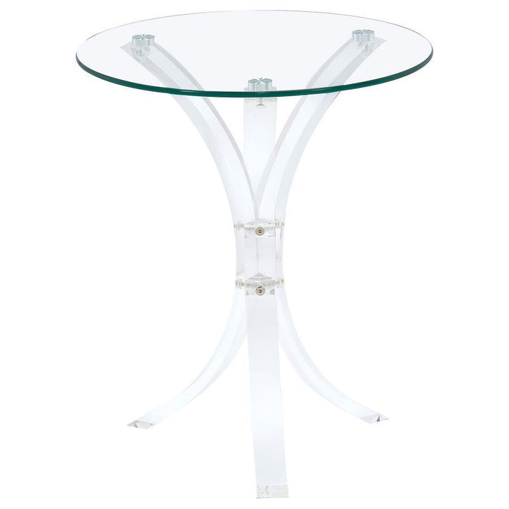 Laning - Round Glass Top Acrylic Side Table - Clear