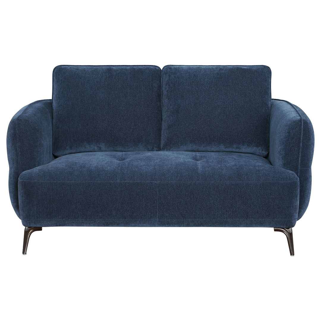 Lively - Chenille Upholstered Modern Track Arm Loveseat - Blue